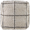 pouf outdoor safe square woven white tan pane pattern