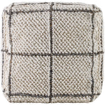 pouf outdoor safe square woven white tan pane pattern