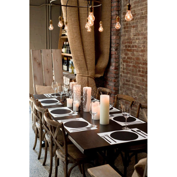 table set up black paper placemat