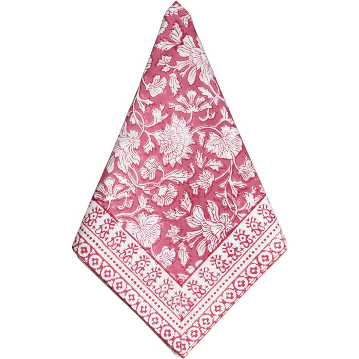 cloth napkins block print white cranberry