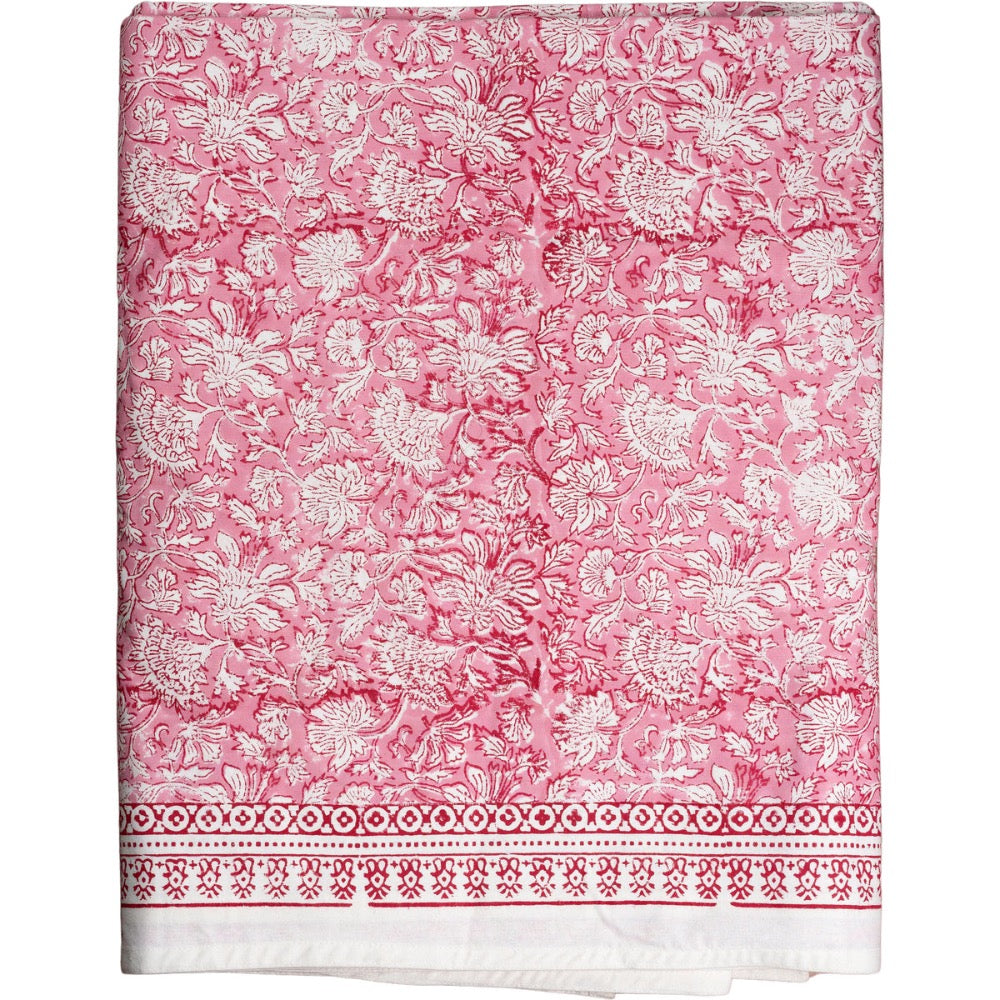 cloth tablecloth block print white cranberry