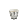 black and white decorative print cups gold rim