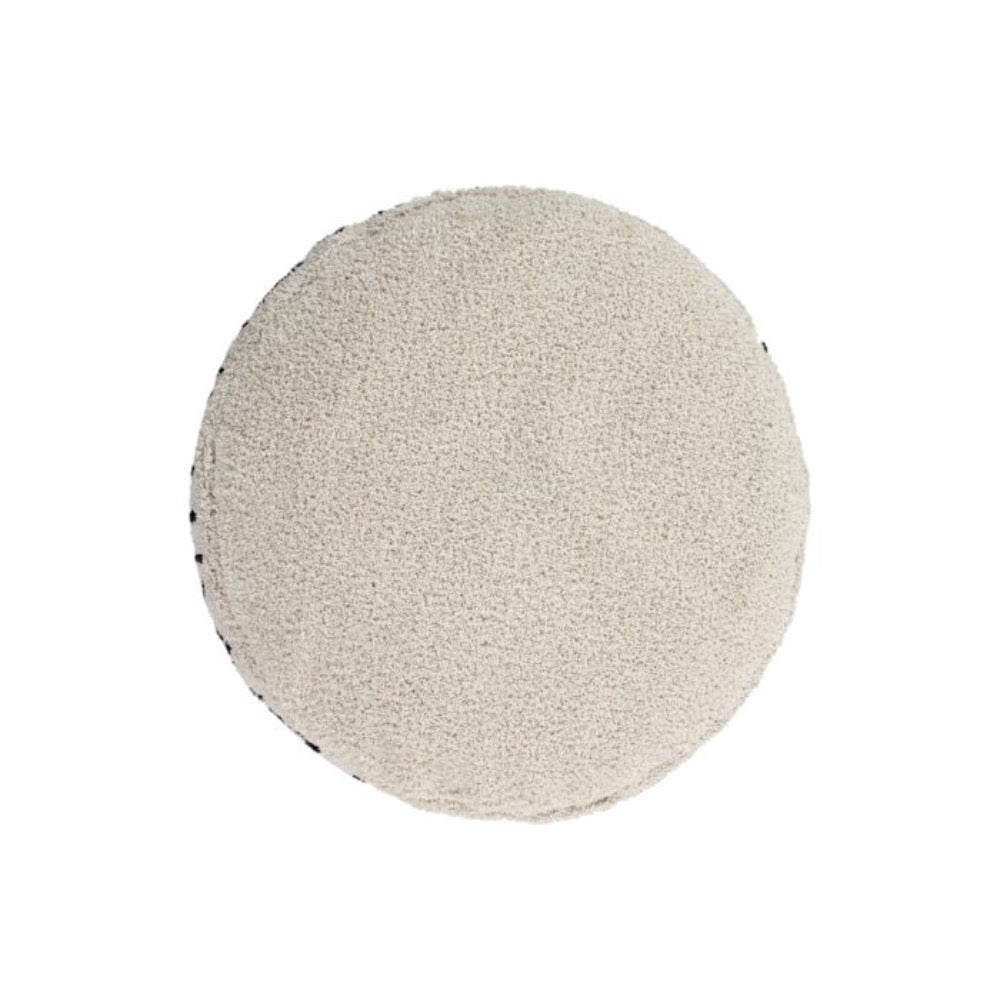cream black round floor pouf alphabet kids decor