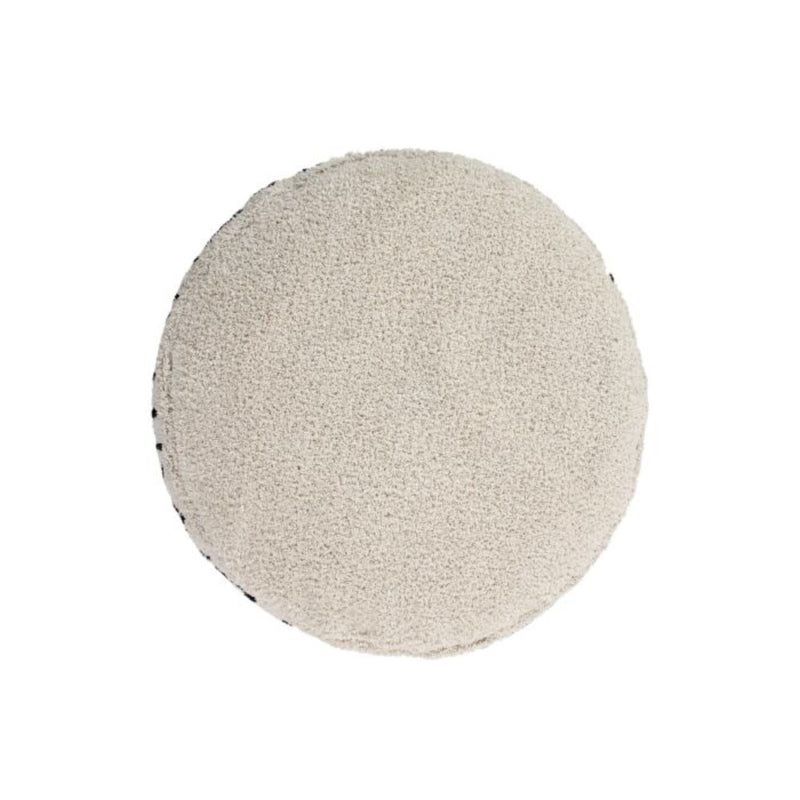 cream black round floor pouf alphabet kids decor