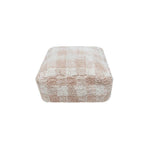checkered square floor pouf rose white 