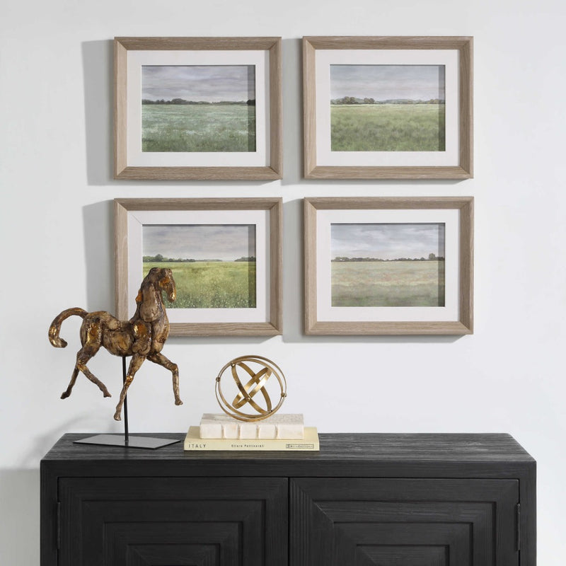 set 4 whitewash wood frame season art prints