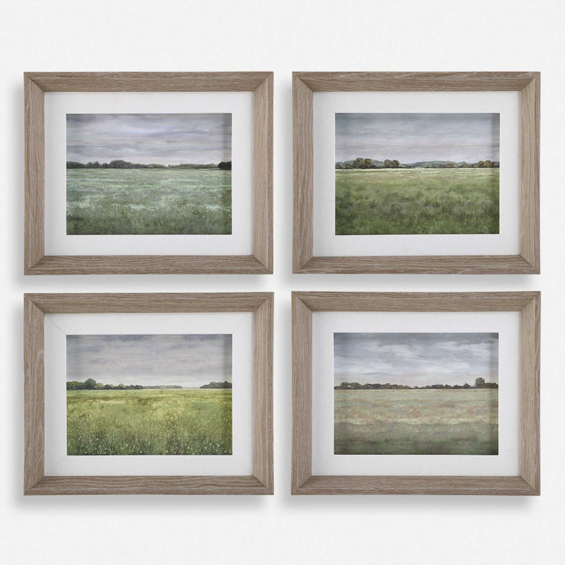 set 4 whitewash wood frame season art prints