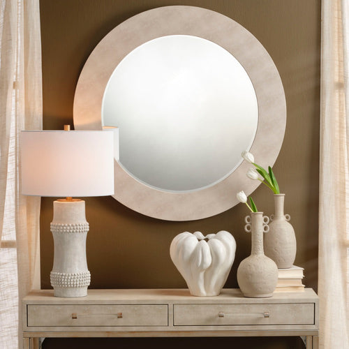 white drum shade table lamp off-white mottled finish bamboo-like