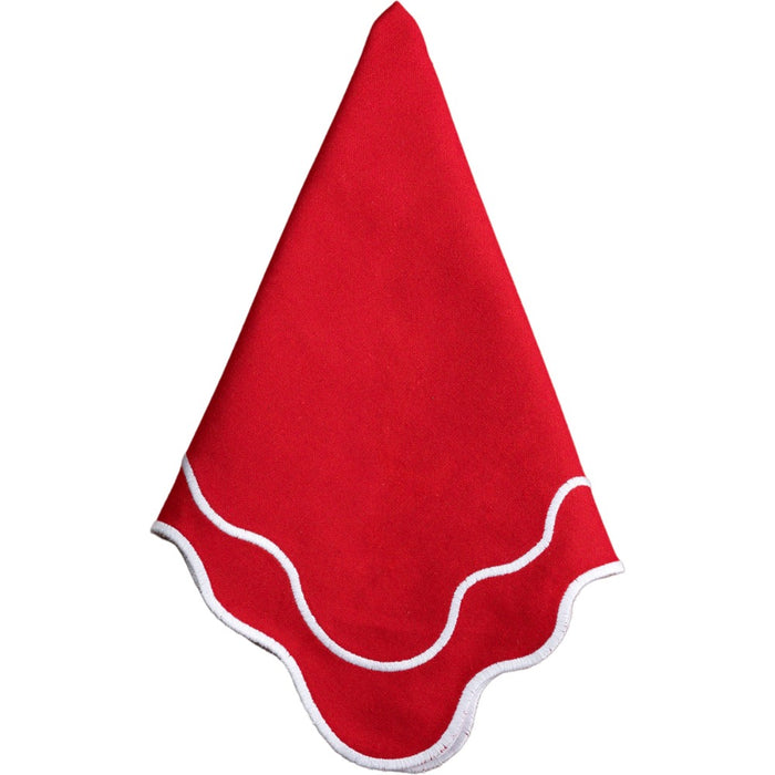 cloth napkins red white scalloped edges