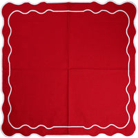 cloth placemats red white scalloped edges
