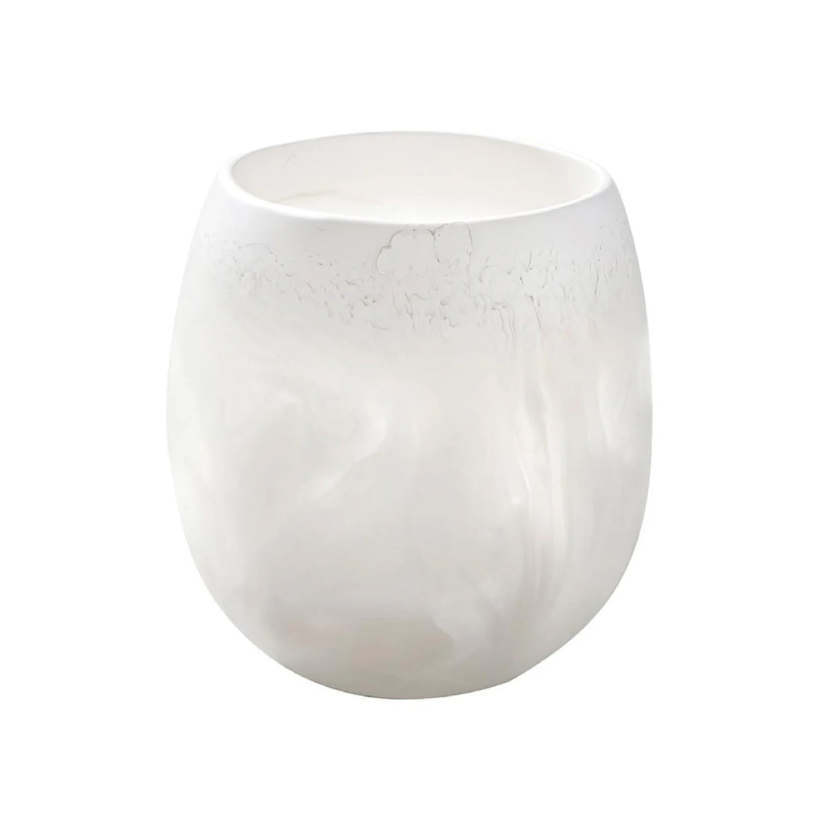 Set of 4 white resin stemless wine glasses by Santa Barbara Design Studio, featuring a smooth marbled finish.