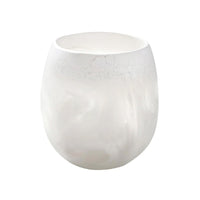 Set of 4 white resin stemless wine glasses by Santa Barbara Design Studio, featuring a smooth marbled finish.