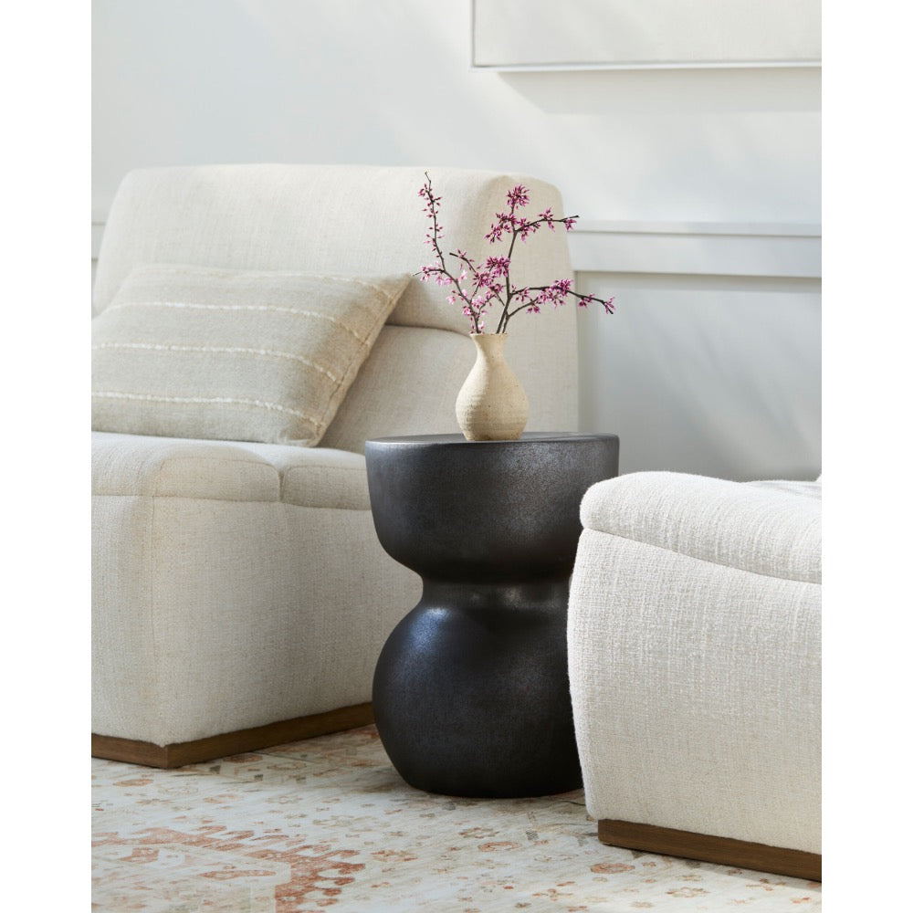 charcoal glazed garden stool contemporary cinched center
