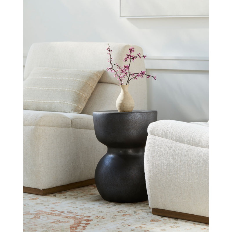charcoal glazed garden stool contemporary cinched center