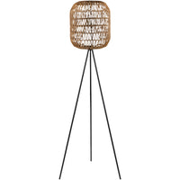rattan shade black base accent floor lamp 