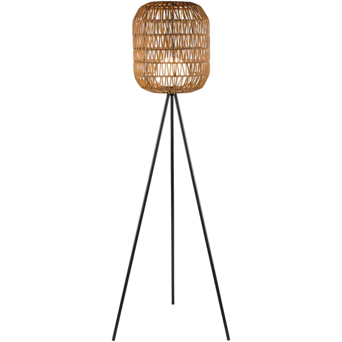 rattan shade black base accent floor lamp 