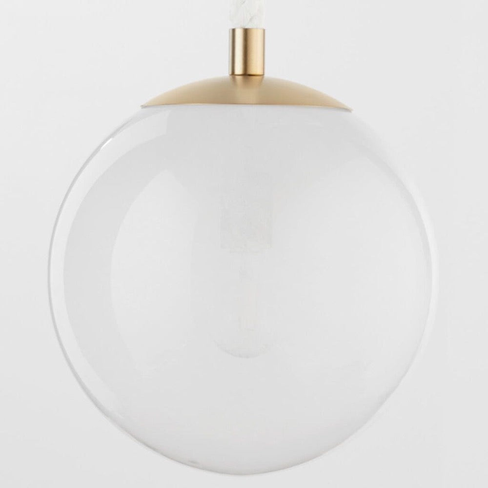 pendant light milky white round bulb aged brass metal white cotton nautical rope