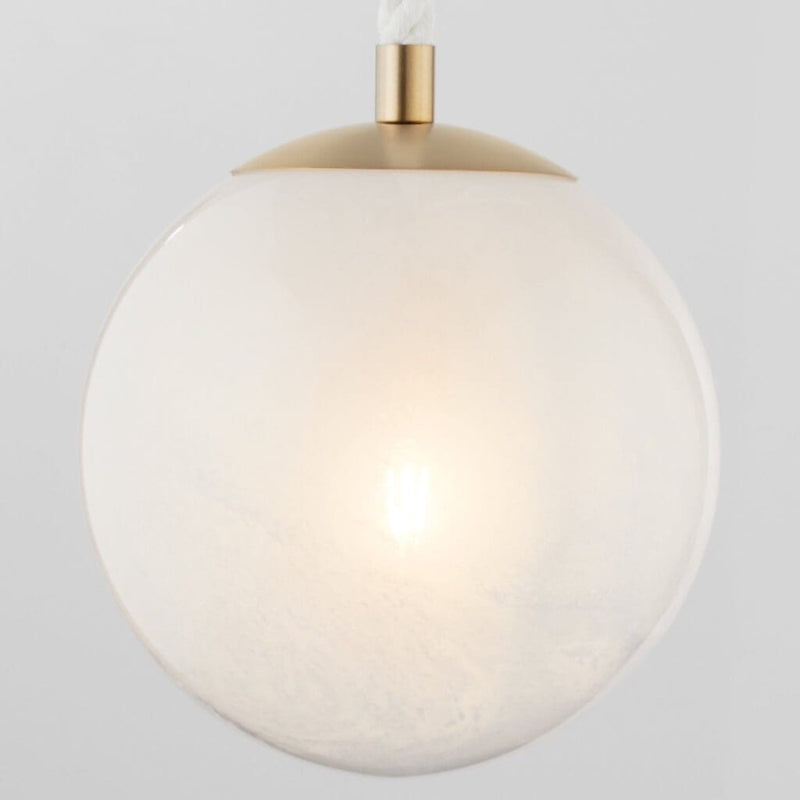 pendant light milky white round bulb aged brass metal white cotton nautical rope