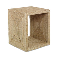 side table coastal woven rattan natural square 