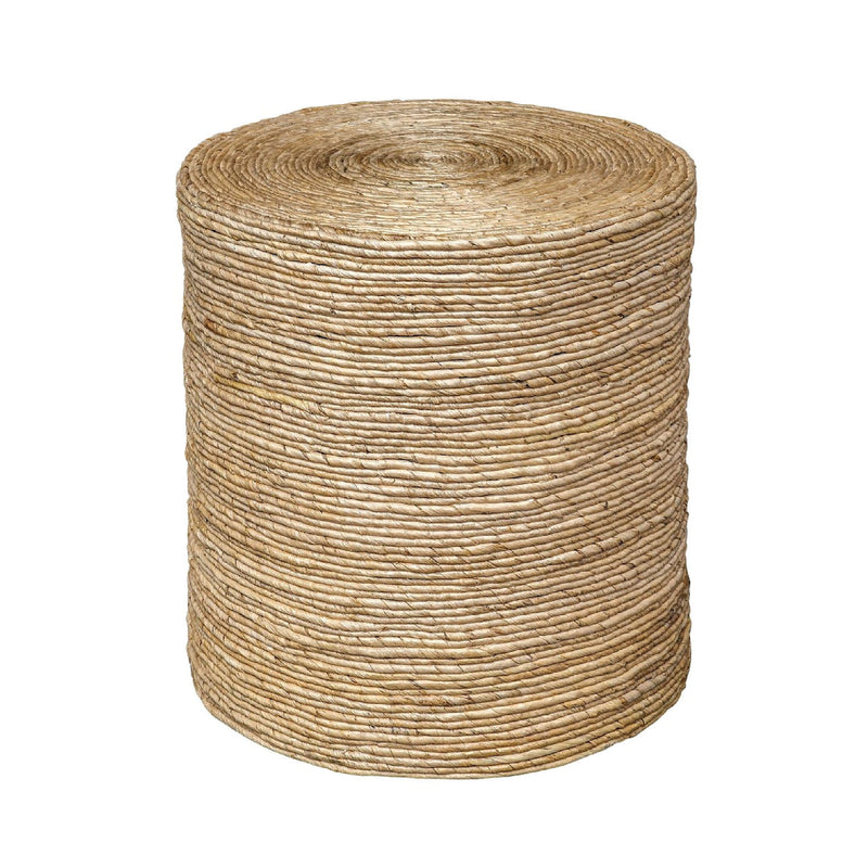 round accent table woven banana plant coastal