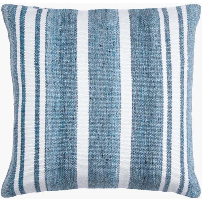 striped blue cream outdoor throw pillow square woven knife edge