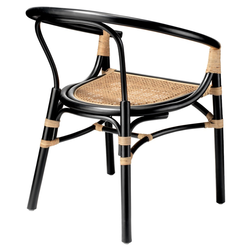 black natural rattan chair cane seat contemporary