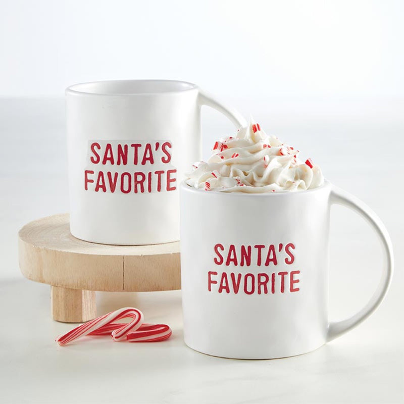 mug red white santa holiday set ceramic