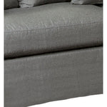 two-seat cushion sofa loose back pillows pleated slipcover charcoal gray flax white arms Padma's Plantation