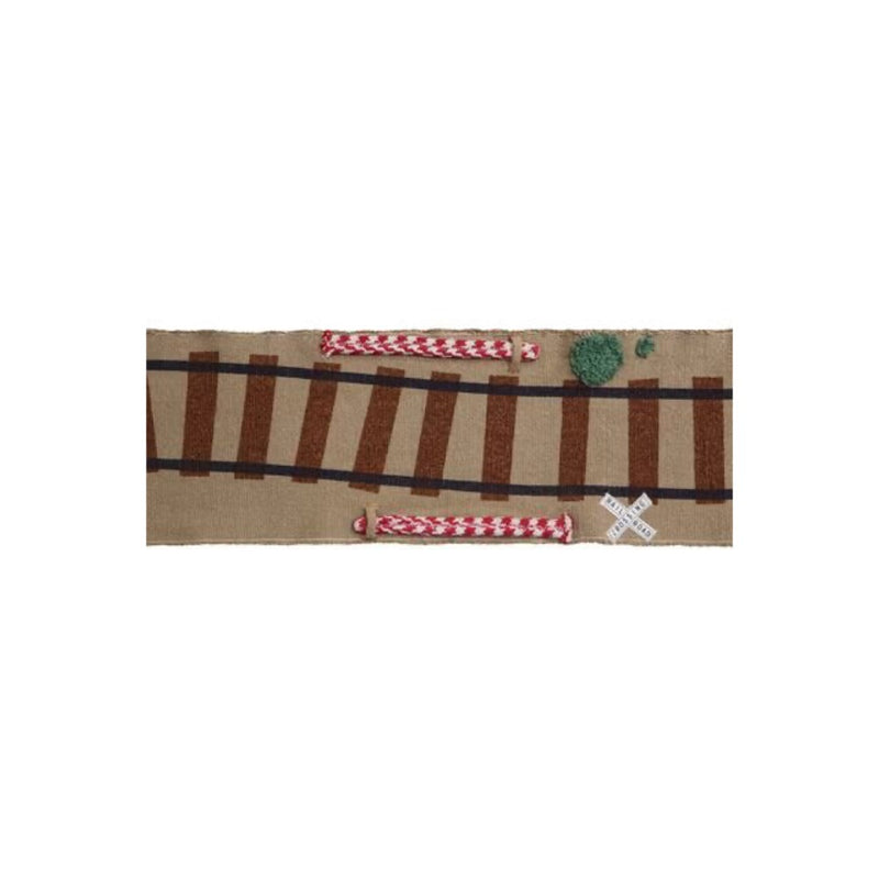 woven red brown train track childrens toy decor