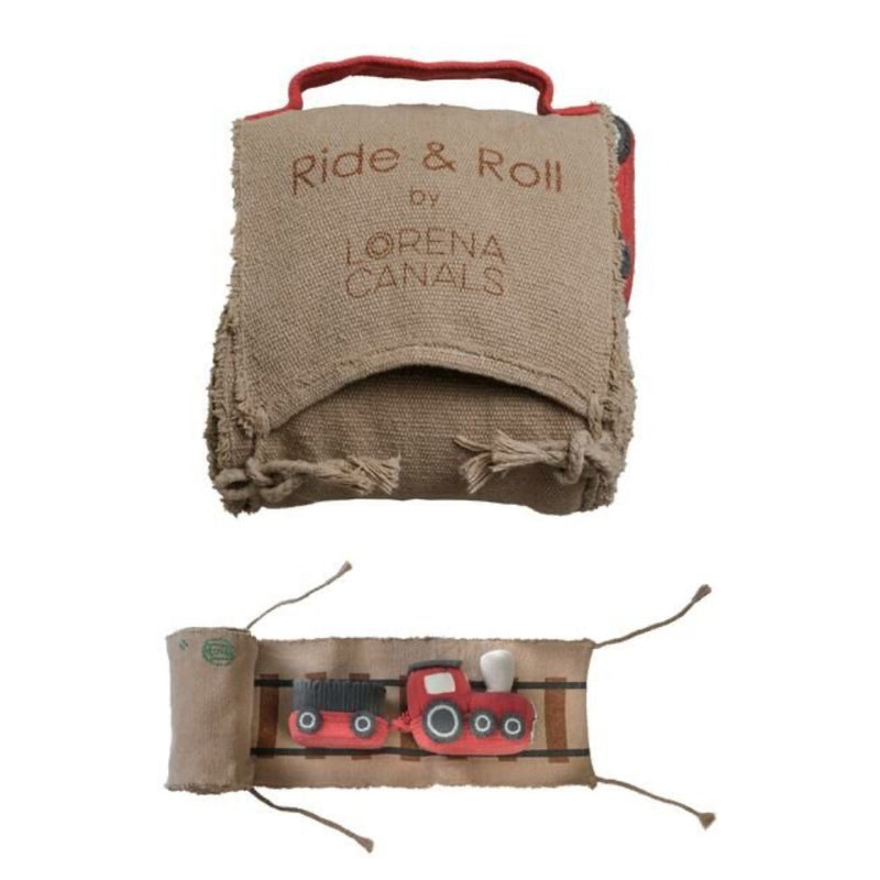 woven red brown train track childrens toy decor