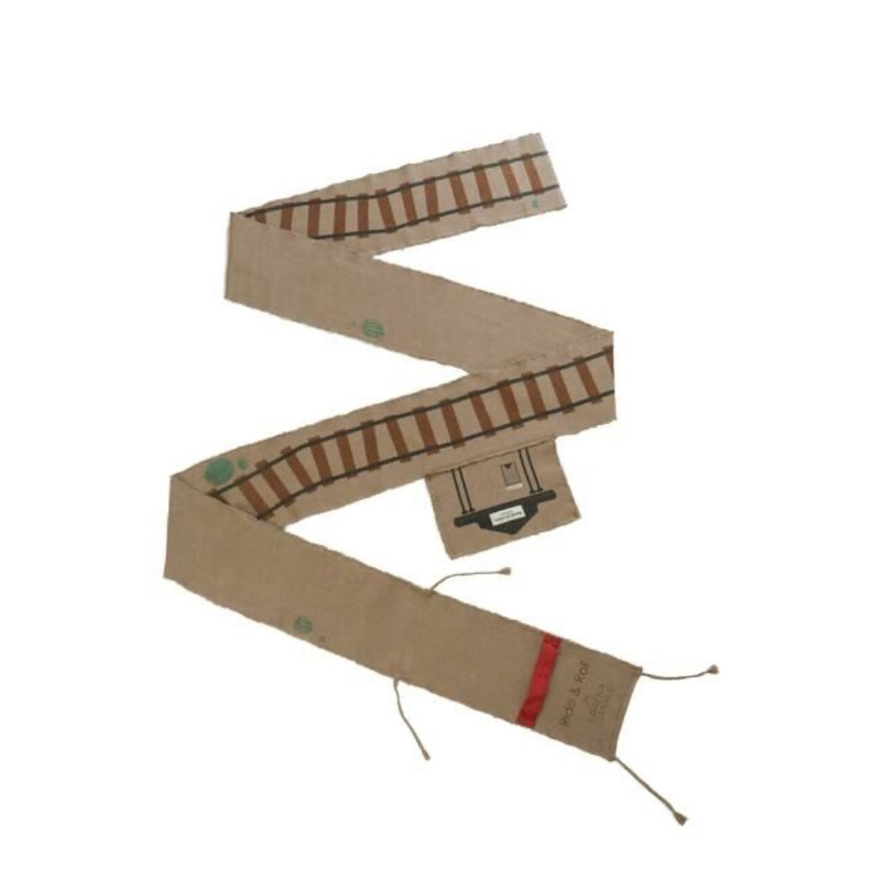 woven red brown train track childrens toy decor