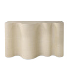 raffia wrapped console table natural wave design off-white