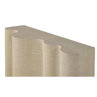 raffia wrapped console table natural wave design off-white