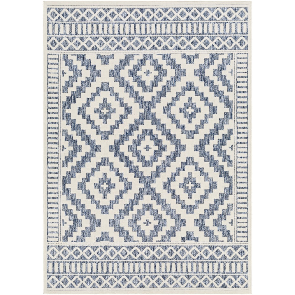 cream navy diamond patterned rug