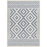 cream navy diamond patterned rug