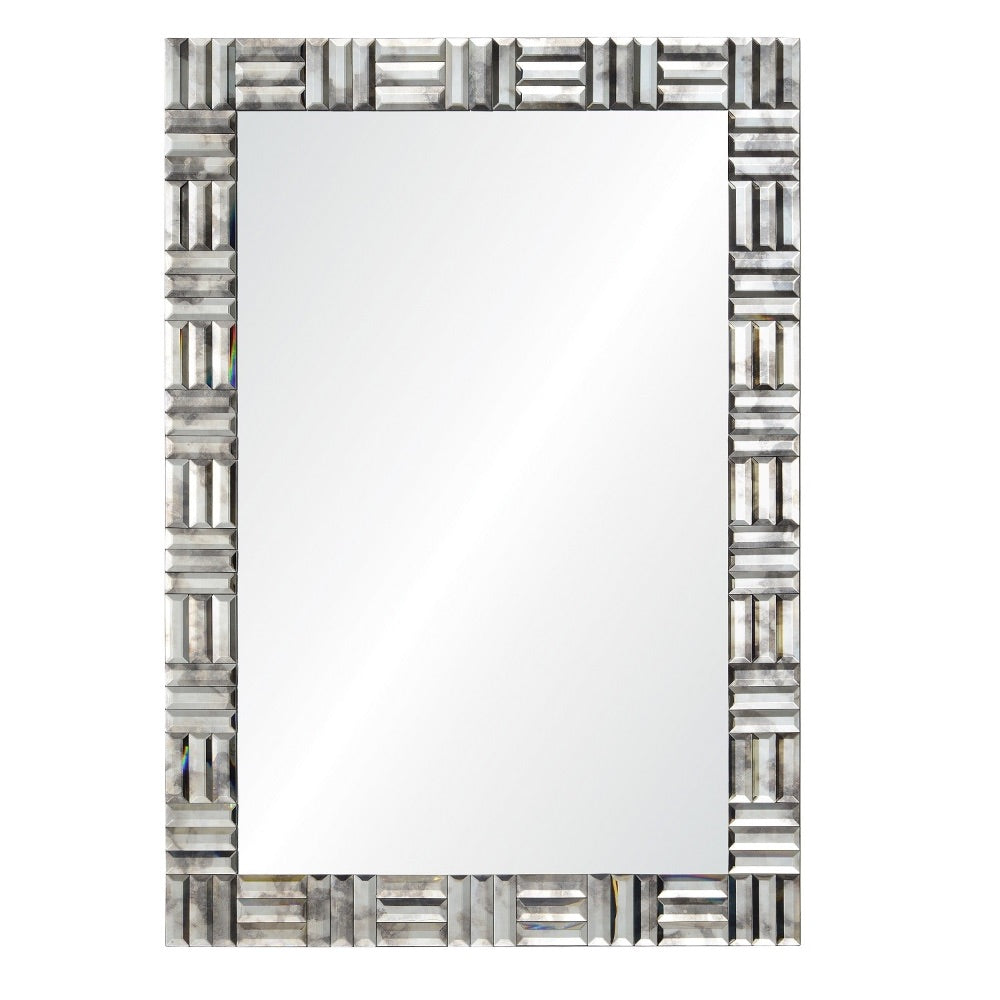 hand cut antiqued mirror rectangle beveled center