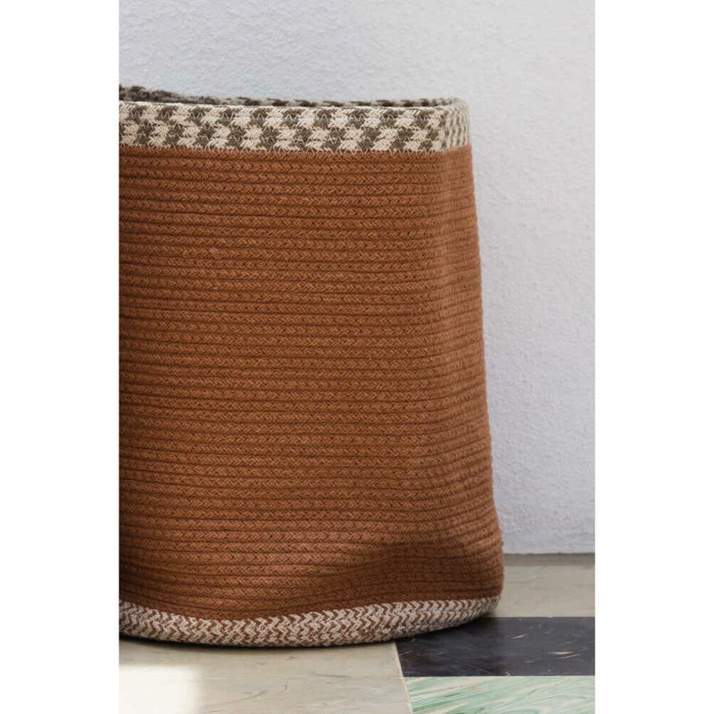 woven storage basket terracotta natural organic cotton