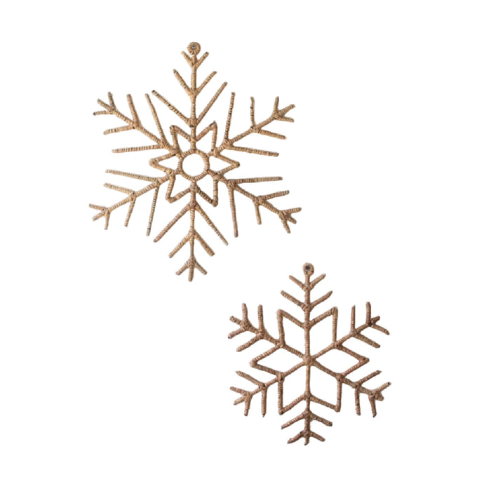 woven natural oversized snowflakes set of 2 natural