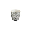 black and white decorative print cups gold rim