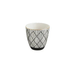 black and white decorative print cups gold rim