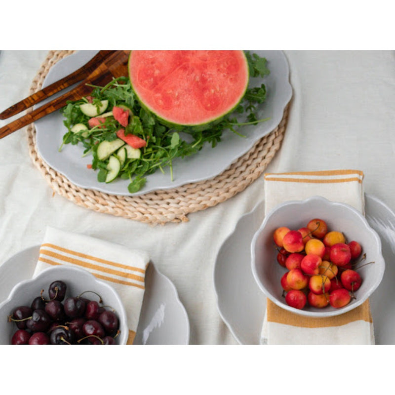 melamine serving platter stone scalloped