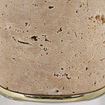2 cone-shape sculptures travertine clear crystal