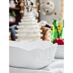 scalloped large serving bowl white