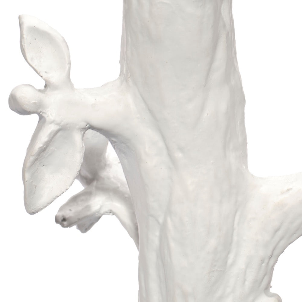 white tree trunk birds leaves table lamp drum shade