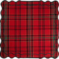 red green tartan plaid cotton placemat scalloped edges