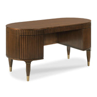 desk rounded edge walnut brass detail tapered legs