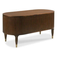 desk rounded edge walnut brass detail tapered legs