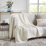 popcorn weave ivory throw blanket
