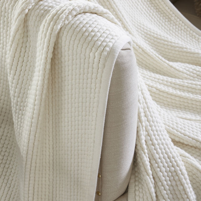 popcorn weave ivory throw blanket