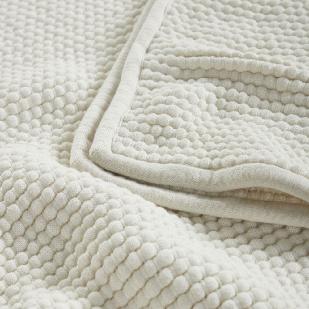 popcorn weave ivory throw blanket